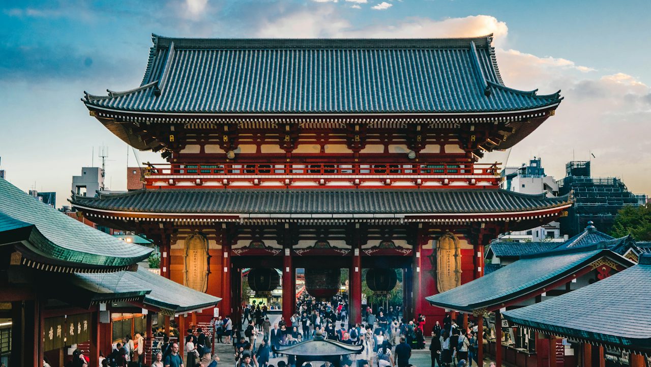 The five-storey pagoda at Senso-ji, Asakusa, Tokyo